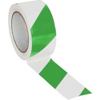 Extra stabiles Bodenmarkierungsband für Innenbereiche aus 0,5mm starkem PVC, befahrbar, Grün-Weiß