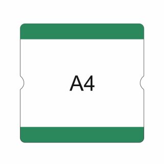 Bodenbeschriftungstasche A4 offen zur Kennzeichnung von Palettenstellplätzen mit austauschbarer Beschriftung, Grün