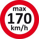 Geschwindigkeitsaufkleber für den Fahrzeuginnenraum beim Radwechsel im Winter, Rot-Schwarz, für R-Reifen, Geschwindigkeit 170 km/h