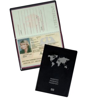 Reisepasshülle aus PVC-Folie, RFID-Protection für maximale Datensicherheit, für EU-Reisepass, Schwarz
