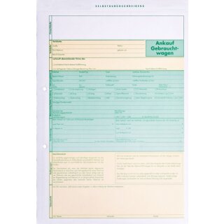 Formular "Ankaufschein für ein gebrauchtes Kfz", selbstdurchschreibend, 2-fach, Format: DIN A4, Mehrfarbig