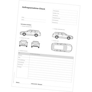 Formblätter im A4-Format, Weiß, Bedruckung "Auftragsannahme - Check"