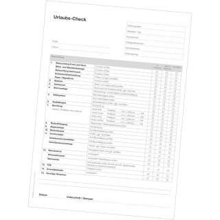 Formblätter im A4-Format, Weiß, Bedruckung "Urlaubs - Check"