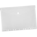 Dokumententaschen mit Abheftrand und Druckknopf, DIN A4, Transparent, Verpackungseinheit: 1 P/10