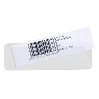Etikettenträger mit Einsteckhülle, schmutz- und staubabweisend, inkl Etikett, Größe 31 x 100 mm, Fixierung magnethaftend, Weiß, Verpackungseinheit: 1 P/50