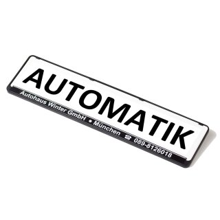Miniletter Werbeschild, Weiß mit Aufdruck "Automatik"
