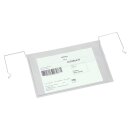 Drahtbügel-Sichttasche, mit Klappe, zur Anbringung an Gitterboxen, Transportkisten, Kartons, Kunststoffkästen etc, Maße (BxH) 280 x 270 mm, Format für DIN A5, Ausrichtung quer, Verpackungseinheit: 10 STK