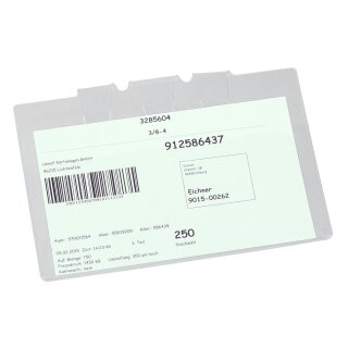Hängetasche, aus robuster Hartfolie, zur sicheren Aufbewahrung Ihrer Begleitpapiere, Maße 237 x 165 mm, Format für DIN A5, Verpackungseinheit: 10 STK