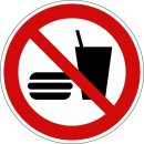 Verbotsschild "Essen und Trinken verboten",...