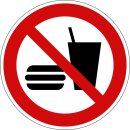 Verbotsschild "Essen und Trinken verboten"...