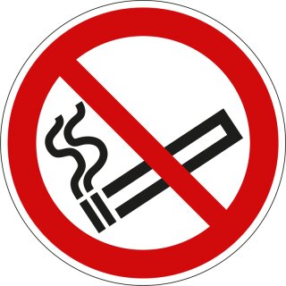 Verbotsschild "Rauchen verboten" für Innen- und Außenbereiche, Rot, Material PVC-Folie selbstklebend, Durchmesser 10 cm