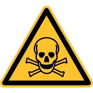 Warnschild "Warnung vor tödlicher Gefahr" für Innen- und Außenbereiche, Material PVC-Folie selbstklebend, Gelb, Seitenlänge 10 cm