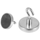 Kraftmagnet mit Haken für die schnelle und einfache Montage ohne Bohren, Edelstahl, verzinkt, in zwei verschiedenen Größen erhältlich, Silber, Durchmesser 36 mm, Haftkraft 10daN / 100N / 10,2kg, Verpackungseinheit: 1 P/5