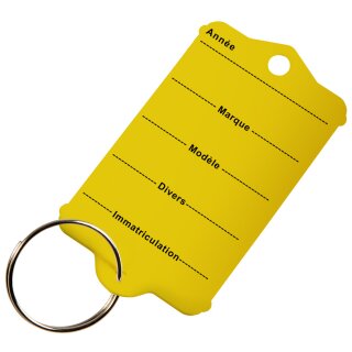 Schlüsselanhänger "Profi 1" mit Schlüsselring aus Hartkunststoff, beschriftet (französisch), Farbe Gelb