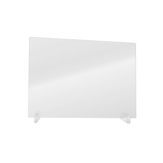 Hygieneschutzwand aus glasklarem Acrylglas einfach auf Bürotischen und Arbeitsplätzen zu platzieren, Transparent, Format 800 x 660 mm, Verpackungseinheit: 1 STK