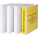 PVC-Präsentationsringbuch mit 2-Ring-Mechanik, 3 Taschen auf Front-, Rücken- und Rückseite sowie 1 Innentasche, DIN A4,  Weiß, Füllhöhe 30 mm