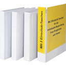 PVC-Präsentationsringbuch mit 4-Ring-Mechanik, 3 Taschen auf Front-, Rücken- und Rückseite sowie 1 Innentasche, DIN A4, Weiß, Füllhöhe 30 mm