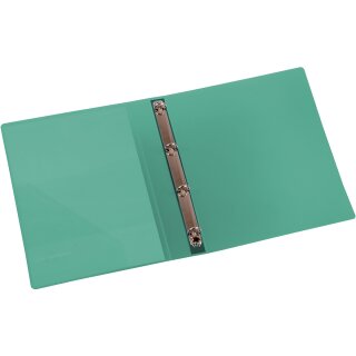 Farbige, semi-transparente Präsentationsringbücher aus PP mit 4-Ring-Mechanik, Grün