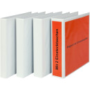 PP-Präsentationsringbuch mit Leinenstruktur, buchbinderische Verarbeitung, 4-Ring-Mechanik,DIN A4, Weiß, Füllhöhe 25 mm