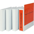 PP-Präsentationsringbuch mit Leinenstruktur, buchbinderische Verarbeitung, 4-Ring-Mechanik,DIN A4, Weiß, Füllhöhe 25 mm