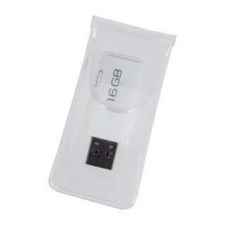 Selbstklebetasche für USB-Speichersticks aus PVC mit Steckverschluß, Transparent, 40 x 75 mm