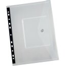 PP-Dokumententasche mit CD/DVD-Tasche, DIN A4 mit 310 x 238 mm, mit Abheftlochung, mit Klettverschluss, transparent, Transparent, Verpackungseinheit: 1 P/5