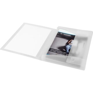 PP-Sammelbox für DIN A4, 25mm Füllhöhe mit Vordertasche zur Beschriftung, Transparent
