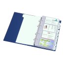 Visitenkartenbuch schmal, inkl Visitenkartenhüllen, aus langlebiger PVC-Folie, Blau, Register ja, Hüllen 25 Stück (für 200 Karten), Verpackungseinheit: 1 STK