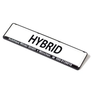 Miniletter Werbeschild, Weiß mit Aufdruck "Hybrid"