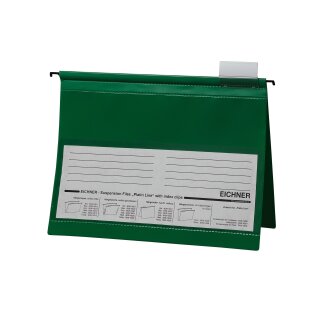 PVC-Hängehefter Serie Platin-Line mit Heftstreifen-Mechanik und 1 Metallhängeschiene DIN A4 Format Grün