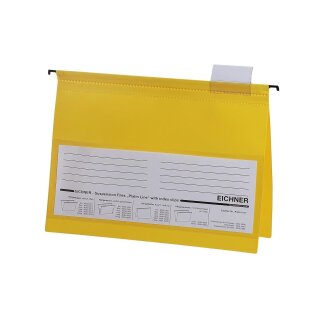PVC-Hängehefter Serie Platin-Line, mit Heftstreifen-Mechanik und 1 Metallhängeschiene, inkl Reiter und Einsteckschild, DIN A4 Format, Gelb, Verpackungseinheit: 1 P/10