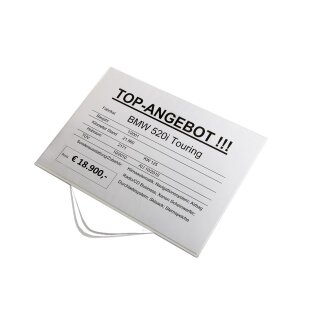 Verkaufsschilder, zum Klemmen hinter Seiten- oder Frontscheibe, transparent, Format DIN A4 quer, Verpackungseinheit: 5 STK