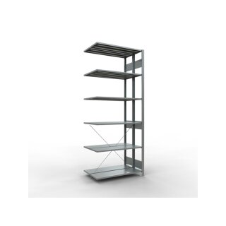 SCHULTE Anbauregal Steck-Doppelregal MULTIplus150, 2.500 x 1.000 x (2x300) mm, 2x6 Fachböden, Kreuzstrebe, verzinkt