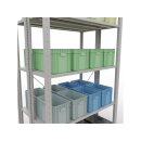 SCHULTE Grundregal Steck-Doppelregal MULTIplus150, 2.000 x 1.000 x (2x300) mm, 2x5 Fachböden, Kreuzstrebe, RAL 7035 lichtgrau