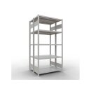 SCHULTE Grundregal Steck-Doppelregal MULTIplus250, 2.000 x 1.000 x (2x400) mm, 2x5 Fachböden, Längenriegel, RAL 7035 lichtgrau