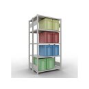 SCHULTE Grundregal Steck-Doppelregal MULTIplus250, 2.000 x 1.000 x (2x400) mm, 2x5 Fachböden, Längenriegel, RAL 7035 lichtgrau