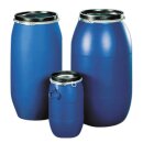 Bauchfass, PE (HDPE), blau, Deckel + Spannring, Volumen...