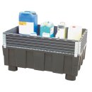 Palettenaufsatzrahmen, Kunststoff ABS, BxTxH 1000x1200x200 mm, Rahmen 20 mm stark, Farbe schwarz, 6 Scharniere, VE 2 Stück