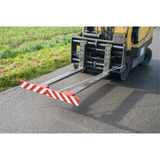 Gabelzinkenschild, BxTxH 995x200x100 mm, für max. Zinkenlänge 1200 mm, rot-weiße Warnmarkierung