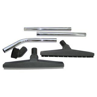 Bodenreinigungsset nass/trocken, bestehend aus: 1 Handrohr mehrteilig Durchm. 40 mm, je 1 Nass-, Trockensaugdüse, 1 Rundpinselbürste