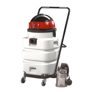 Flüssigkeits-Pumpsauger, Kunststoffbehälter 85 l, Motor 2x1200 Watt/230Volt, Pumpe 900 W, 3,5 m Saugschlauch Durchm. 40 mm, Schrägrohrdüse, 7000l/min