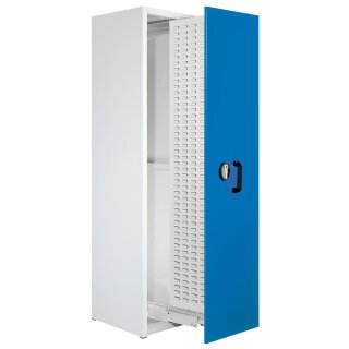 Auszugschrank, 1 Vertikalauszug mit 1 Schlitzplatte, BxTxH 590x600x2000 mm, RAL 7035/5010