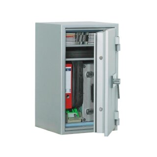 Dokumentenschrank, Sicherheitsstufe B + S2, S60P, BxTxH 463x427x440 mm, Volumen 38 l, 1 Boden, Kapazität 4 Ordner, 1-türig, RAL 7035 lichtgrau