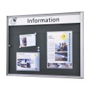 Schaukasten, BxTxH 380x27x500 mm, DIN A3 hoch, Aluprofile, ESG-Glas, Rückwand weiß, inkl. 10 Magnete + 1 Einstecktasche