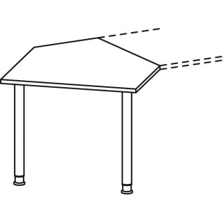 Anbautisch, BxTxH 1060x1225x680-800 mm, höhenverst., links zu montieren, Platte buche, Stützfüße anthrazit