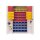 Großraumschrank, BxTxH 1100x530x1950 mm, Kästen: 40xGr. 6 rot, 70xGr. 5 gelb, 28xGr. 4 rot, 20xGr. 3z blau, RAL 6011 resedagrün