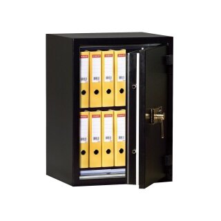 Dokumentenschrank, Sicherheitsstufe Kl. II, S60P, BxTxH 1252x580x1905 mm, Volumen 792 l, 4 Böden, Kapazität 65 Ordner, RAL 7035 lichtgrau