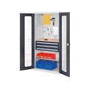 Werkzeugschrank, Türen mit Sichtfenster, 2 Schubl. +...
