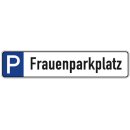 Hinweisschild, P Frauenparkplatz, Alu, 520x110 mm