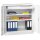 Werkzeugschrank, Vollblechtüren, 2 beschichtete Böden, 2 Schubladen 75 mm, BxTxH 1000x500x1000 mm, RAL 7035